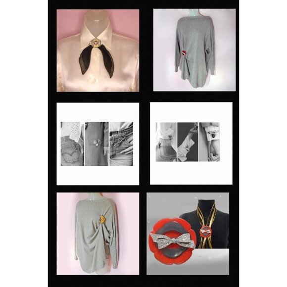 Rhinestone Brooch Big Gray Black Statement Pin 70s Vintage ON SALE - Picture 15 of 16